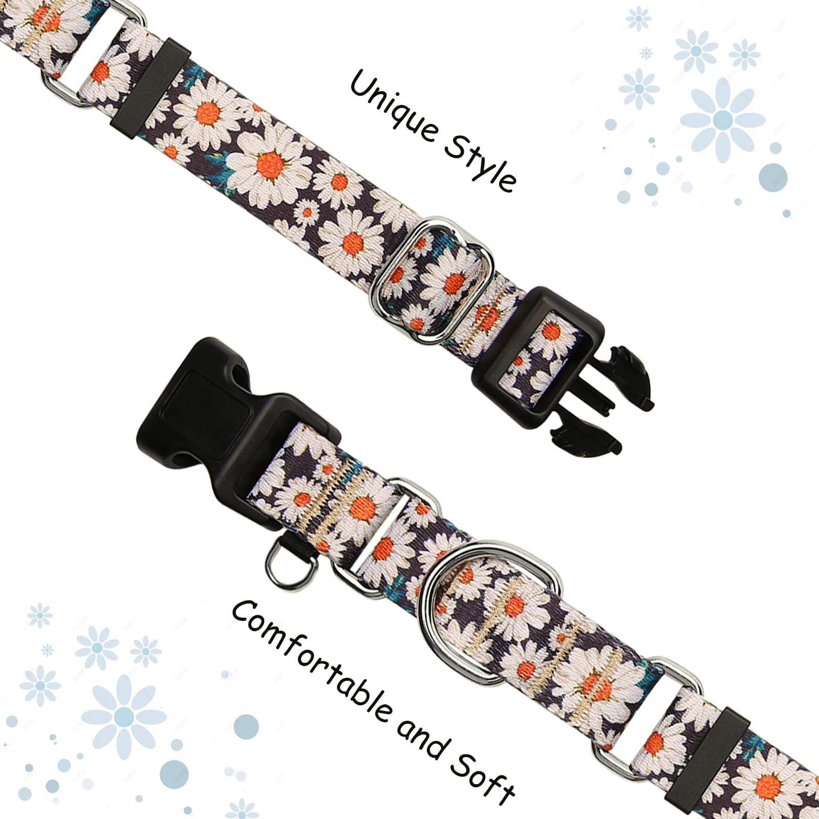 Fidohug Martingale Collar For Dogs Flower Dog Collar With Quick Release Buckle Adjustable Nylon Soft Dog Collars For Small Dogs,
